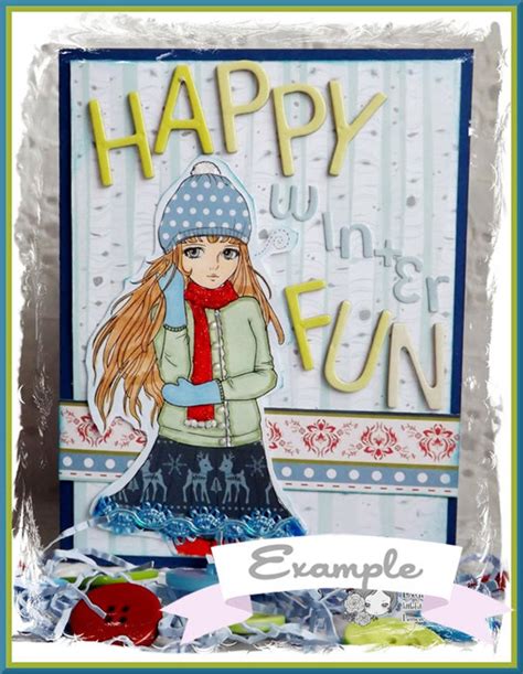 Digital Stamp Winter Cardigan Girl Digi Printable Colouring Etsy