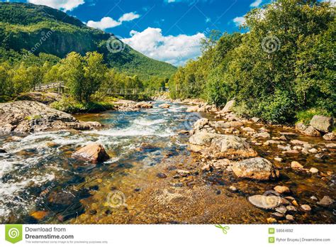 The Mountain River In Norway Flow Transparent Stock Photo Image Of