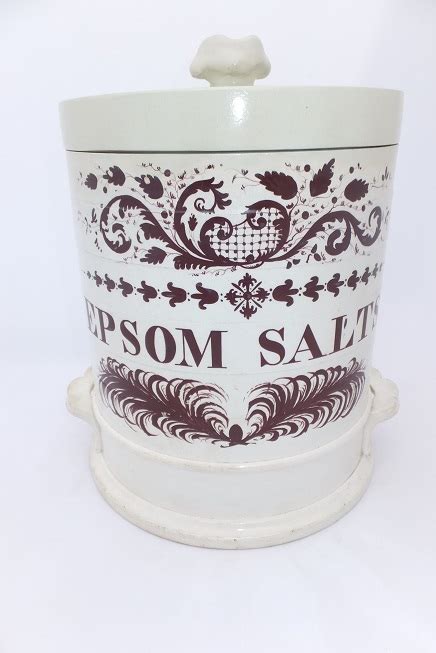Epsom Salts Creamware Pottery Apothecary Pharmacy Jar The Antique