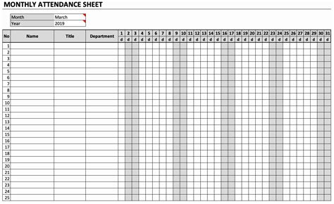 Monthly Attendance Sheet With Time In Excel Free Download