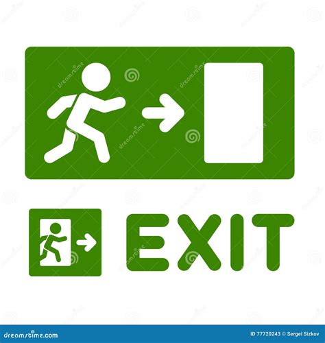 Green Emergency Exit Sign Fire Exit Sign Emergency Door Symbol