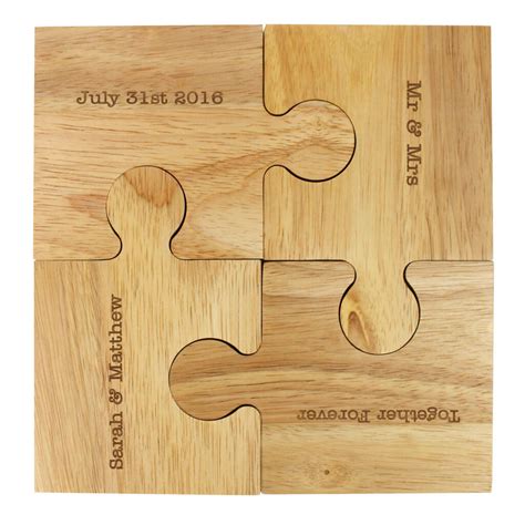 Personalised Wooden Set Of Four Jigsaw Coasters By The Orchard