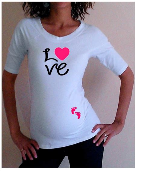 Cute Love Maternity Shirt With Footprints White