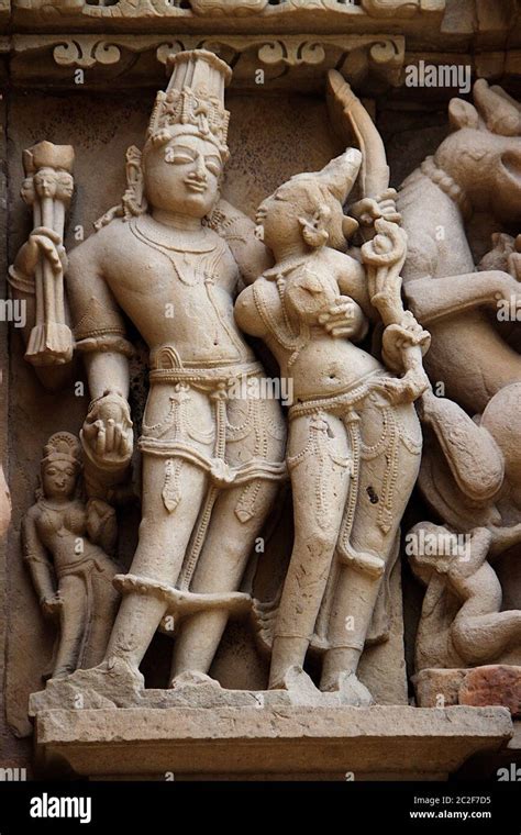 Stone Sculpture Of Divine Couple On Wall Of Jain Temple Khajuraho