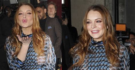Lindsay Lohan Flashes Breasts In Revealing Sheer Dress