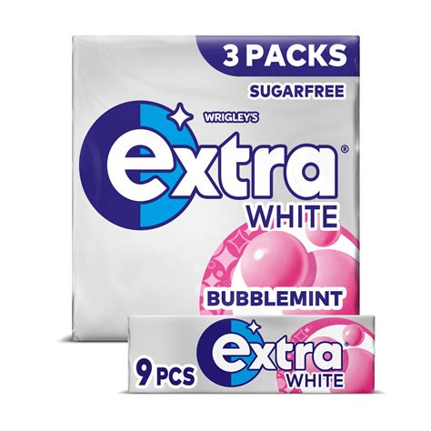 Extra White Bubblemint Sugarfree Chewing Gum Multipack 3 X 9 Pieces