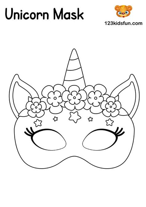 Unicorn Mask Printable For Coloring Paper Craft By Happy Paper Time