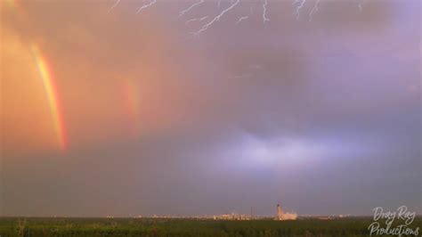 Double Rainbow Lightning Storm Moss Bluff 7102022 Youtube