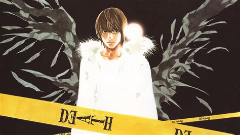 Light Yagami In White Dress With Wings Back In Black Background Death