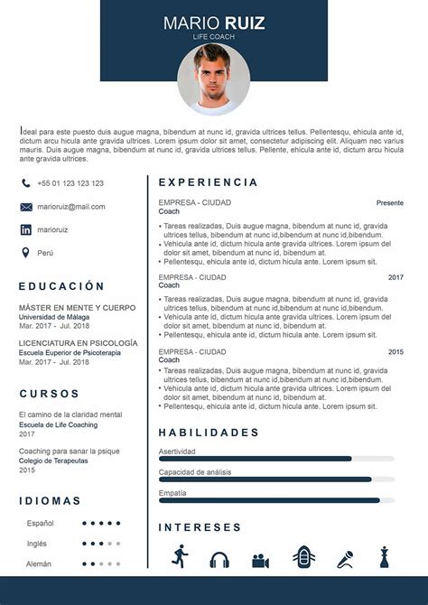 Modelo De Curriculum Vitae En Word Para Editar En Peru Curriculum