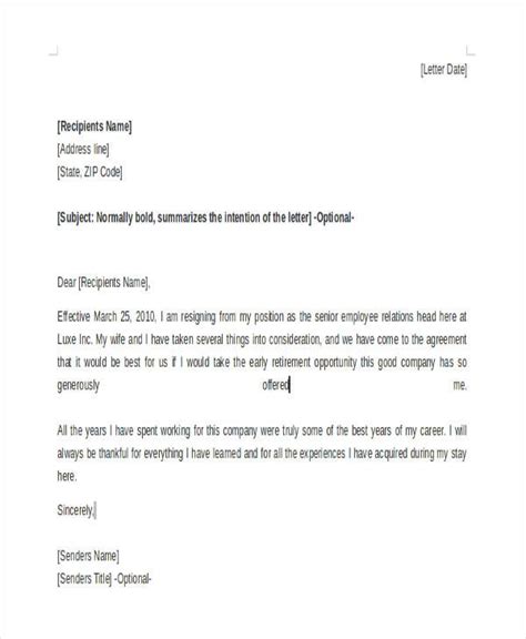 Awesome Letter Of Resignation Early Retirement Uk And Description