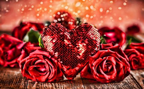 Download Wallpapers 4k Happy Valentines Day Red Heart