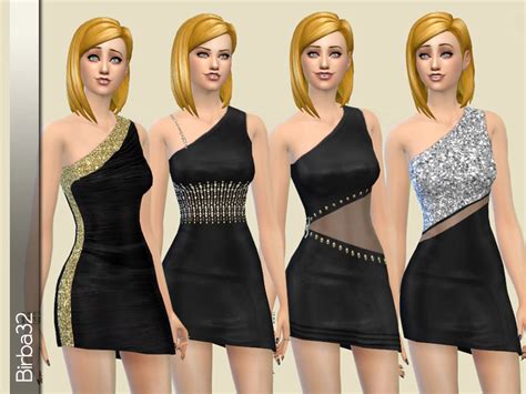Asymmetric Black Dress The Sims 4 Catalog