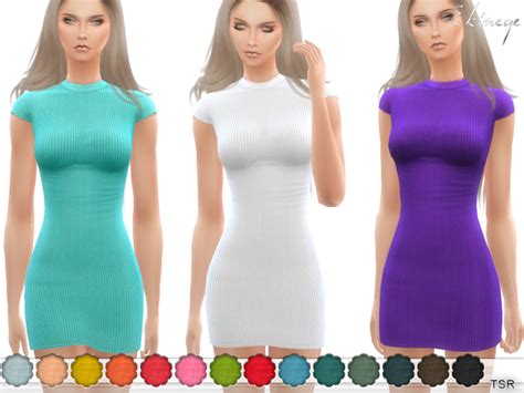 Ribbed Cap Sleeve Bodycon Dress By Ekinege At Tsr Sims 4 Updates