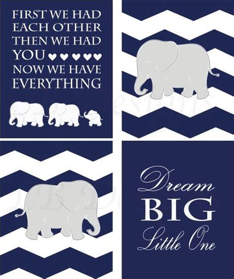 Check out our baby boy nursery selection for the very best in unique or custom, handmade pieces from our signs shops. Set of 4 Navy Blue Gray and White Elephant/Jungle by ...