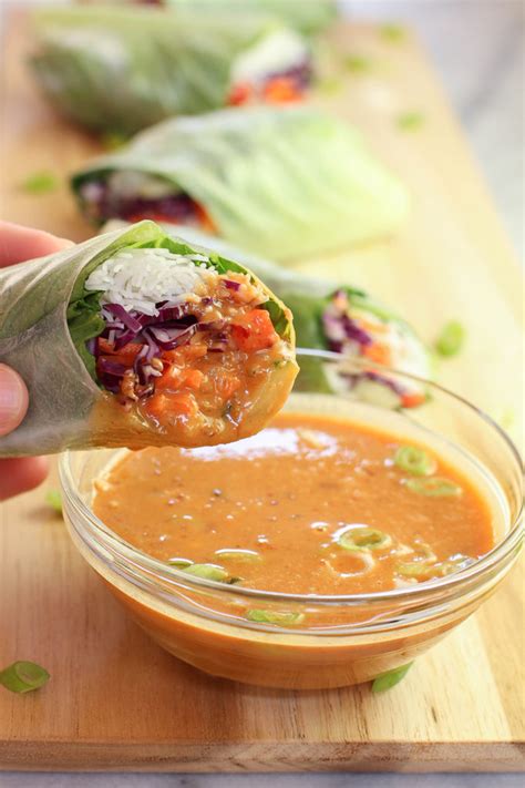 Luckily, this spring roll recipe was easier to make than we had first thought. Veggie Spring Rolls with Spicy Peanut Dipping Sauce | The ...