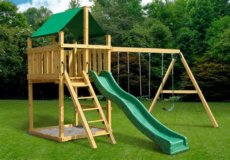 Most of these diy playhouses or swing sets provide stairs and climbing walls to reach higher levels and hence will serve as a great kid' gyms too. Discovery Fort with Swing Set - DIY Hardware Kit & Plans ...