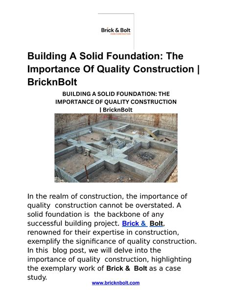 Building A Solid Foundation The Importance Of Quality Construction