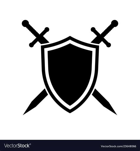 Shield And Swords Icon Vector Image On Vectorstock Vector Vector