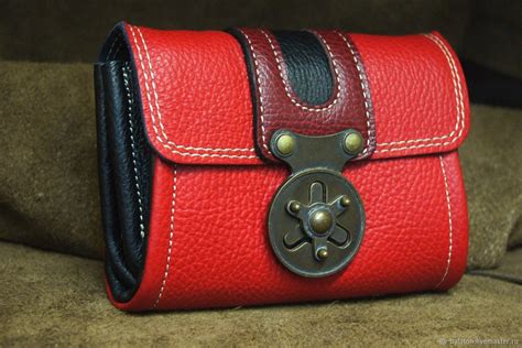 Купить Кожаный женский кошелек - кошелек, сделано руками, удобный, кошелек женский, ярко-красный ...