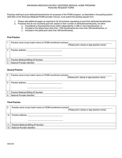 Form Dms 845 Download Printable Pdf Or Fill Online Arkansas Medicaid