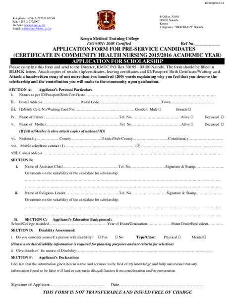 Pdf Application Form For Pre Service Candidates Certificate In