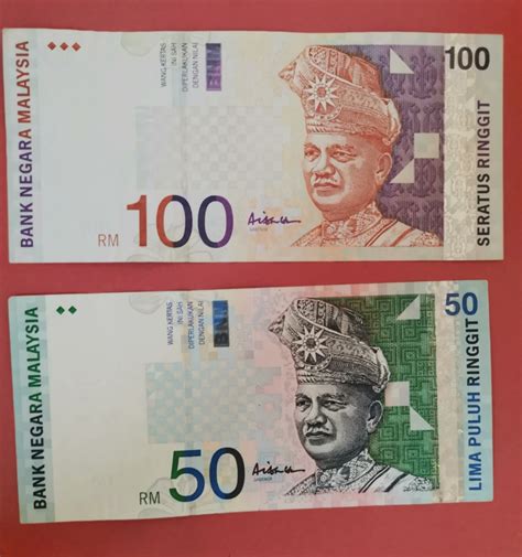 Duit Lama Malaysia Ringgit 10th Series Rm 100 And Rm 50 Hobbies And Toys