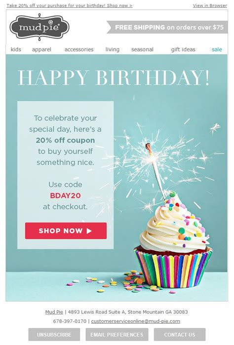 Happy Birthday Email Marketing Design Template Examples