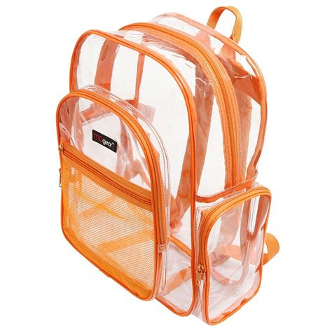 Clear School Backpack With Orange Trim Transparent Pvc