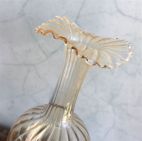 Elegant Pair Of Tall Clear Glass Vases Prob Italian Circa 1900 Moorabool Antiques Galleries