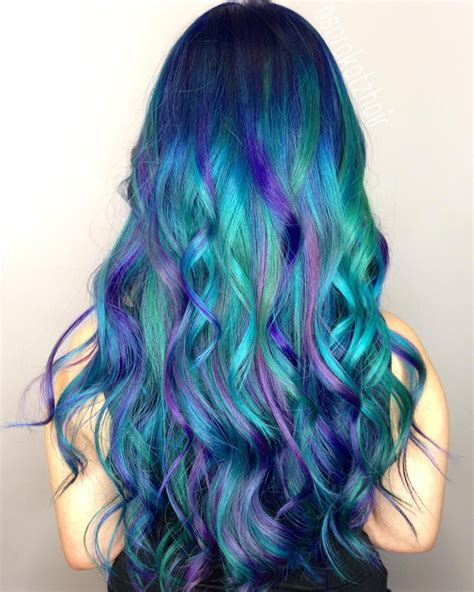see this instagram photo by sarakatzhair 242 likes peacock hair color mermaid hair color