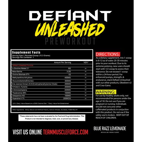 Muscle Force Defiant Unleashed Pre Workout Intense Ocean State Nutrition