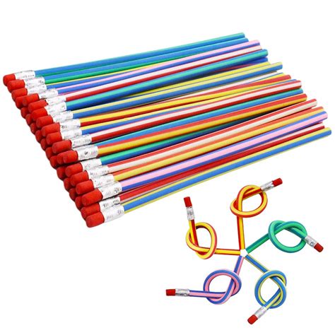 Buy 35 Pack Flexible Bendy Pencilsstriped Magic Bendy Pencil With