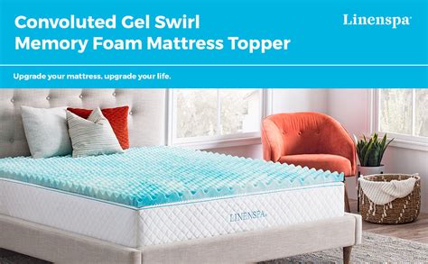 Amazon Com Linenspa Inch Convoluted Gel Swirl Memory Foam Mattress Topper Promotes Airflow