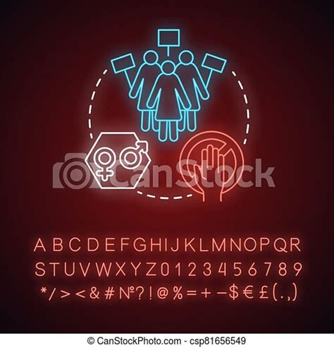 strike neon light concept icon sexual abstinence feminism idea glowing sign with alphabet