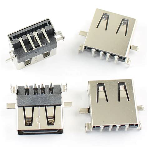 100 Pcs Per Lot Usb 4 Pin Female Socket Right Angle Pcb Connector In