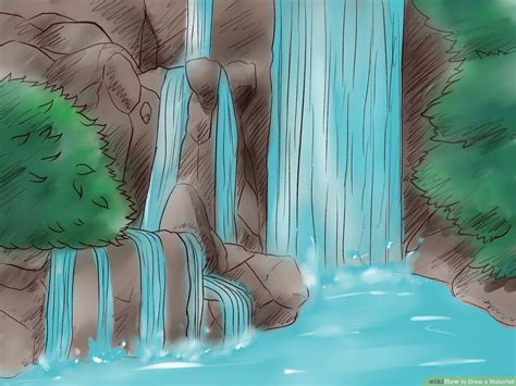 Waterfall Nature Drawing Images Easy With Colour Bmp Ever