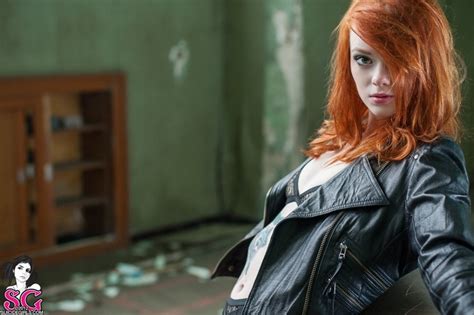 4575150 Leather Jackets Lass Suicide Suicide Girls Jacket Women Redhead Model Lingerie