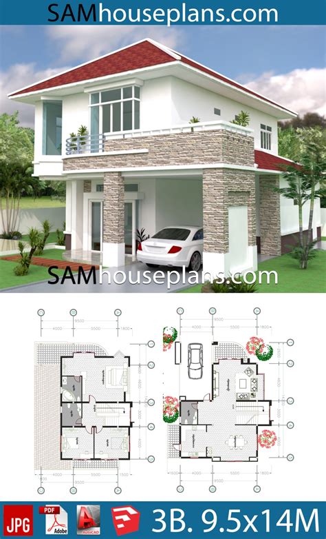 House Plans 95x14 With 3 Bedrooms Samhouseplans