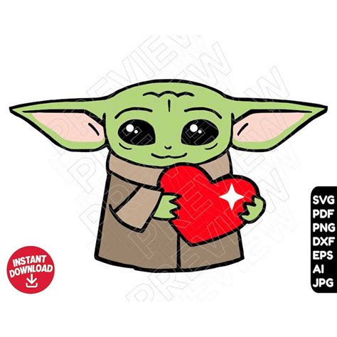 Baby Yoda Svg Heart Love Png Clipart Cut File Layered By C Inspire