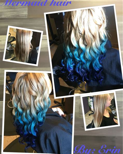 Learn how to care for blonde hairstyles and platinum color. Mermaid hair blonde turquoise blue fading ombre | Mermaid ...