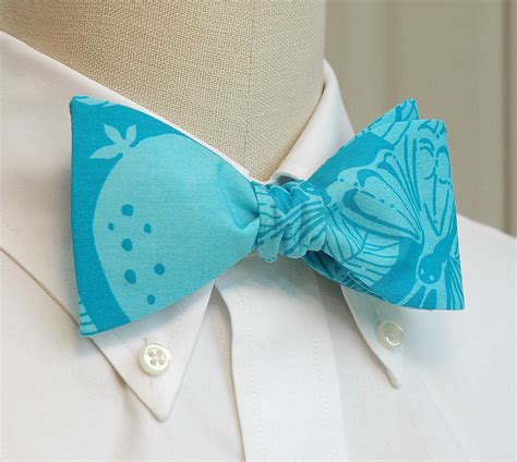 Bow Tie Turquoise Abstract Butterfly Print Blue Bow Tie Wedding Bow