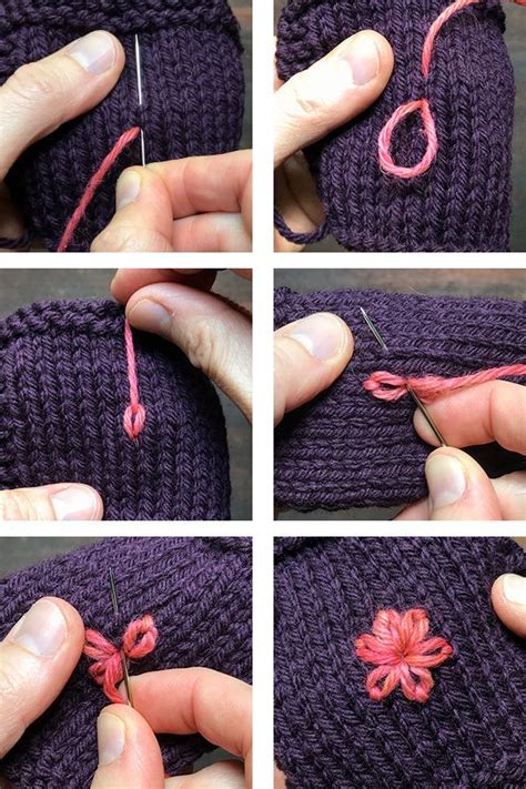 Knitting How To Embroidering A Flower On Your Knitted Fabric