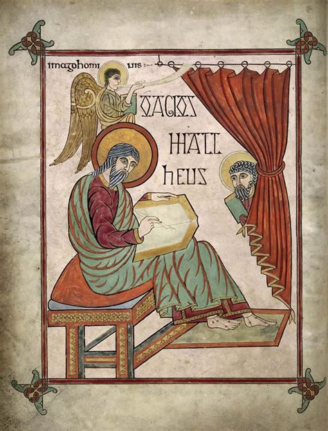 Lindisfarne Folio 25 Saint Matthieu Enluminure Art Médiéval Et Évangile