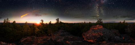Dawn In The Forest Under The Starry Sky A Milky Way 360 Vr Degree