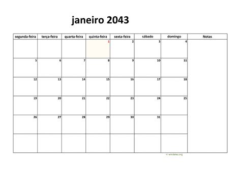 Calendário 2043