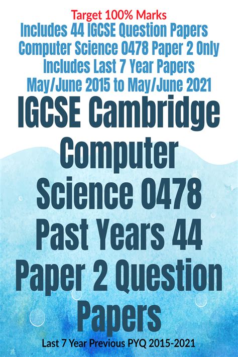 Igcse Cambridge Computer Science 0478 Past Years 44 Paper 2 Question Papers