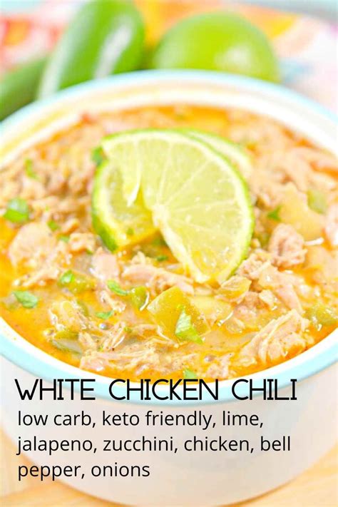 We make chili year round {if you haven't checked out my traditional keto chili recipe, you definitely should. White Chicken Chili - Keto, Low Carb | White chicken chili ...