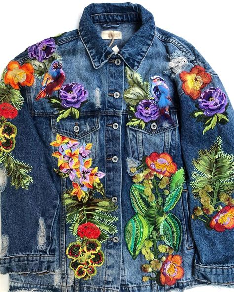 colorful embroideries transforms humble denim jackets into wearable works of art obsigen