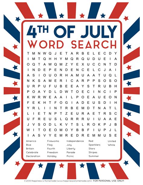 Independence Day Word Search 4th Of July Independence Day Word Search